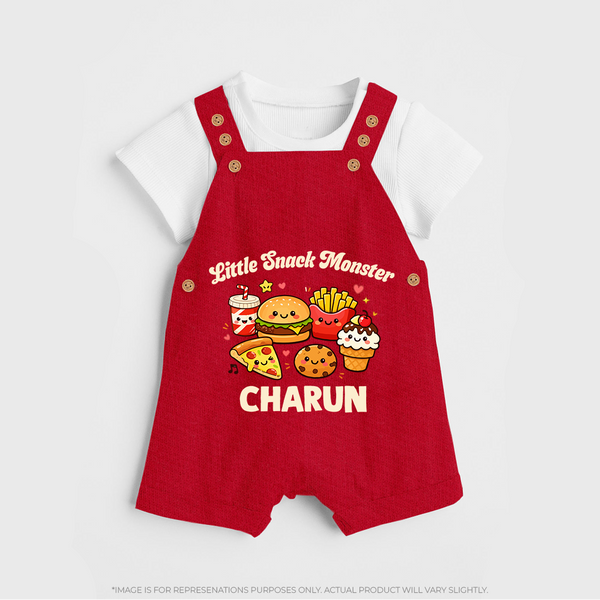 Little Snack Monster Dungaree - RED - 0 - 5 Months Old (Chest 18")