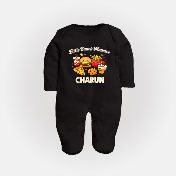 Little Snack Monster Full body suit - BLACK - New Born (Chest 7.5")