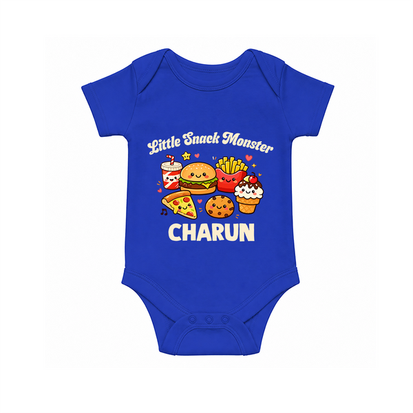 Little Snack Monster Baby Romper - COBALT BLUE - New Born (Chest 14")