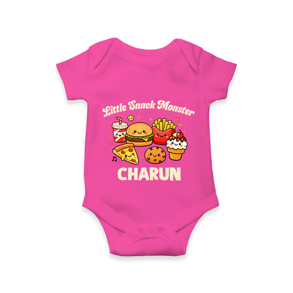 Little Snack Monster Baby Romper - HOT PINK - New Born (Chest 14")