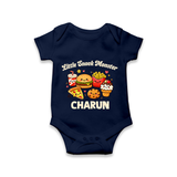 Little Snack Monster Baby Romper - NAVY BLUE - New Born (Chest 14")
