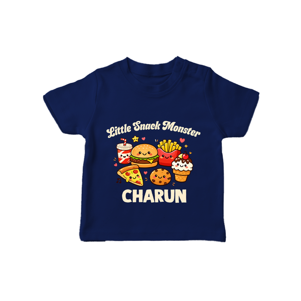 Little Snack Monster Tshirt - NAVY BLUE - 0-5 Months Old (Chest 17")