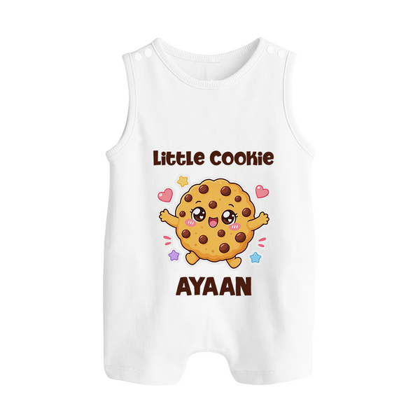Little Cookie Cutie Button Romper - WHITE - New Born (Chest 18")