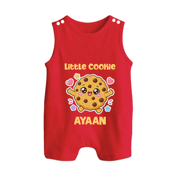 Little Cookie Cutie Button Romper - RED - New Born (Chest 18")