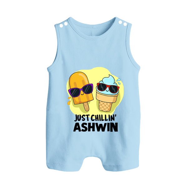 Just Chillin' Ice Cream Button Romper - BABY BLUE - New Born (Chest 18")