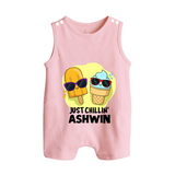 Just Chillin' Ice Cream Button Romper - BABY PINK - New Born (Chest 18")