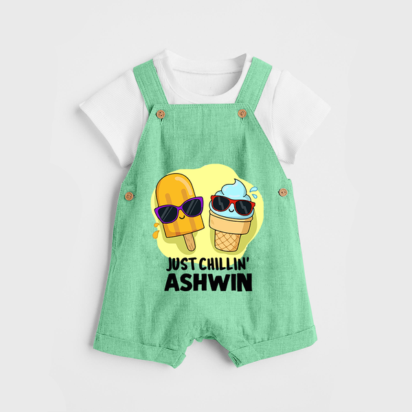 Just Chillin' Ice Cream Dungaree - GREEN - 0 - 5 Months Old (Chest 18")