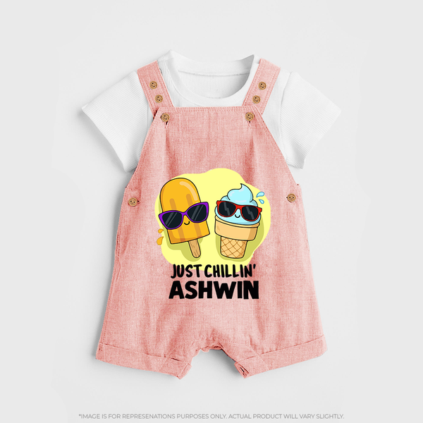 Just Chillin' Ice Cream Dungaree - PEACH - 0 - 5 Months Old (Chest 18")