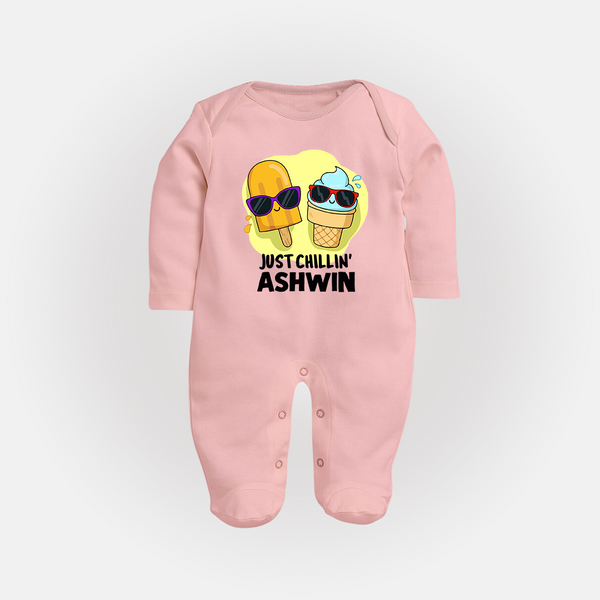 Just Chillin' Ice Cream Full body suit - BABY PINK - New Born (Chest 7.5")