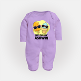 Just Chillin' Ice Cream Full body suit - LILAC - New Born (Chest 7.5")