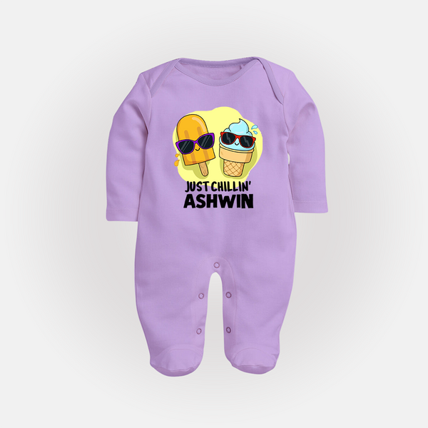 Just Chillin' Ice Cream Full body suit - LILAC - New Born (Chest 7.5")