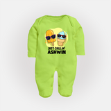 Just Chillin' Ice Cream Full body suit - LIME GREEN - New Born (Chest 7.5")