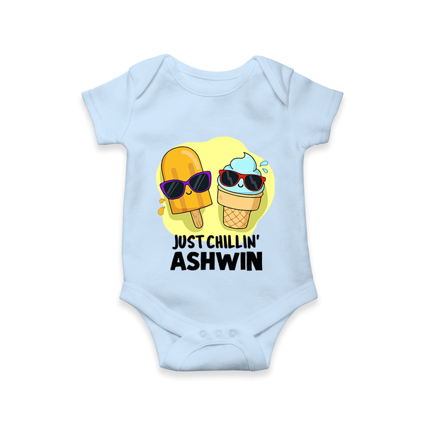 Just Chillin' Ice Cream Baby Romper - BABY BLUE - New Born (Chest 14")