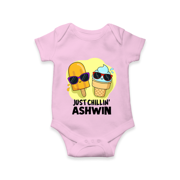 Just Chillin' Ice Cream Baby Romper - BABY PINK - New Born (Chest 14")