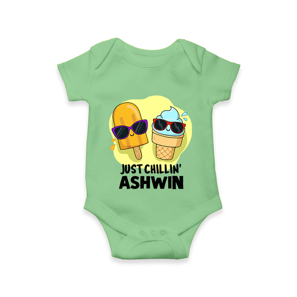 Just Chillin' Ice Cream Baby Romper - GREEN - New Born (Chest 14")