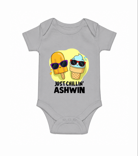 Just Chillin' Ice Cream Baby Romper - GREY - New Born (Chest 14")