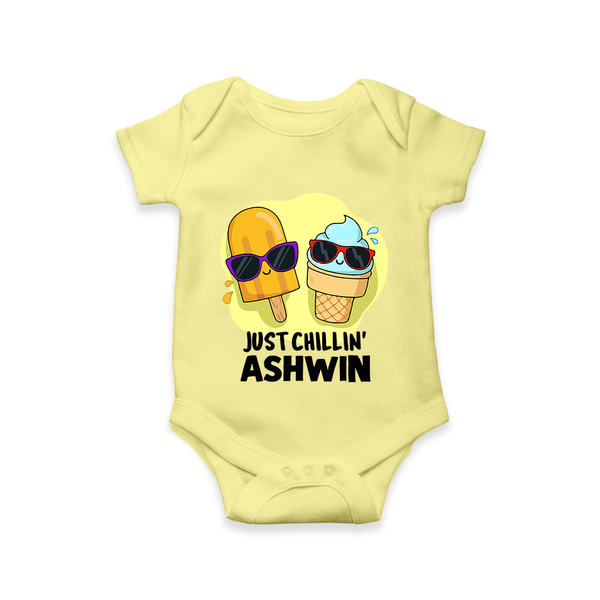 Just Chillin' Ice Cream Baby Romper - PASTEL YELLOW - New Born (Chest 14")