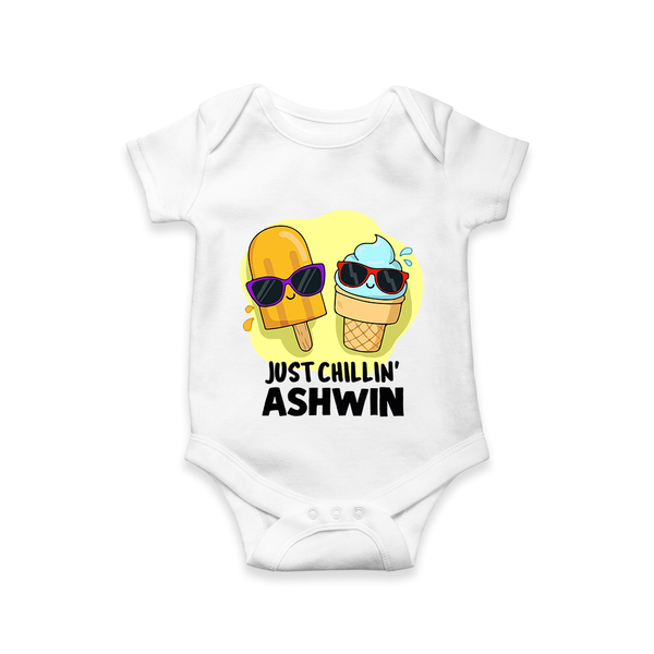Just Chillin' Ice Cream Baby Romper - WHITE - New Born (Chest 14")