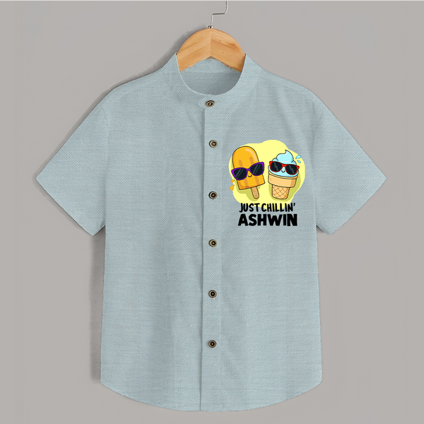 Just Chillin' Ice Cream Shirt - ARCTIC BLUE - 0 - 6 Months Old (Chest 23")