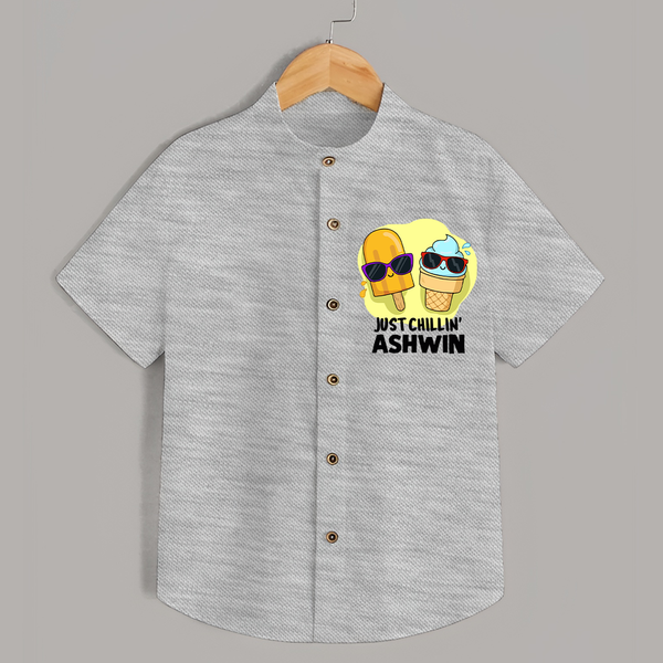 Just Chillin' Ice Cream Shirt - GREY - 0 - 6 Months Old (Chest 23")