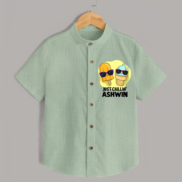 Just Chillin' Ice Cream Shirt - MINT GREEN - 0 - 6 Months Old (Chest 23")