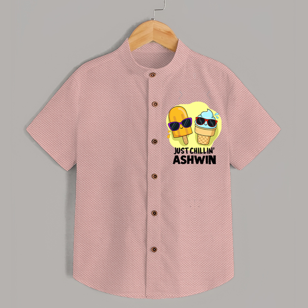 Just Chillin' Ice Cream Shirt - PEACH - 0 - 6 Months Old (Chest 23")