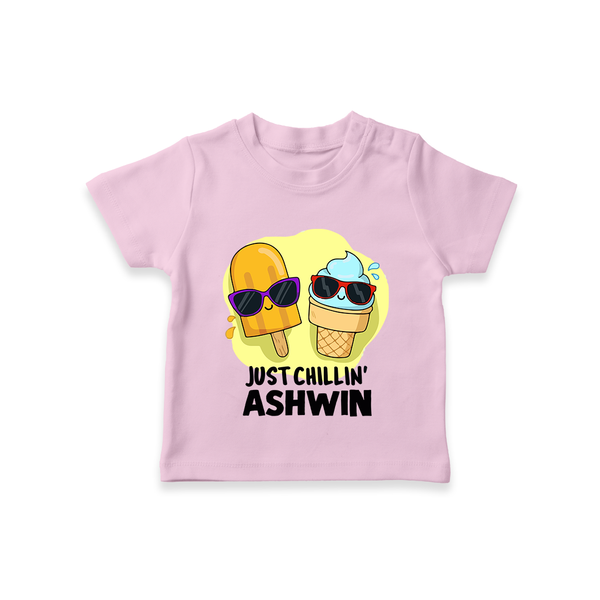 Just Chillin' Ice Cream Tshirt - BABY PINK - 0-5 Months Old (Chest 17")