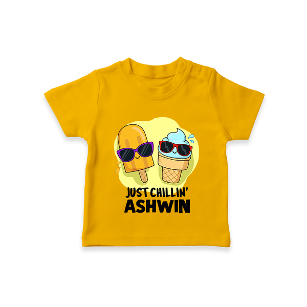 Just Chillin' Ice Cream Tshirt - CHROME YELLOW - 0-5 Months Old (Chest 17")