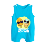 Just Chillin' Ice Cream Button Romper - SKY BLUE - New Born (Chest 18")