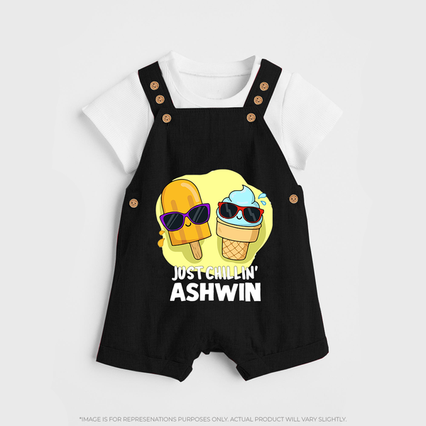 Just Chillin' Ice Cream Dungaree - BLACK - 0 - 5 Months Old (Chest 18")
