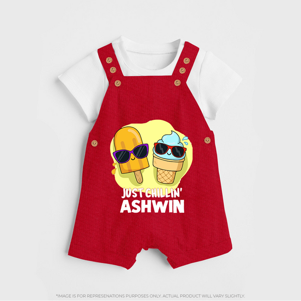 Just Chillin' Ice Cream Dungaree - RED - 0 - 5 Months Old (Chest 18")