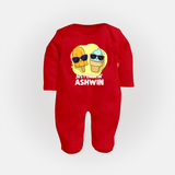 Just Chillin' Ice Cream Full body suit - RED - New Born (Chest 7.5")