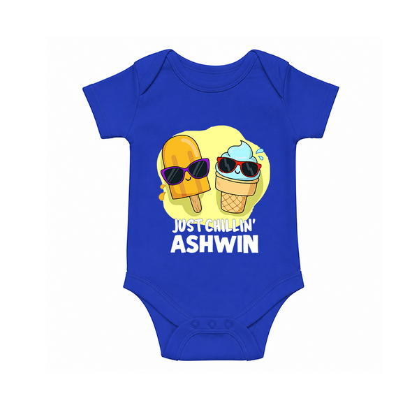 Just Chillin' Ice Cream Baby Romper - COBALT BLUE - New Born (Chest 14")