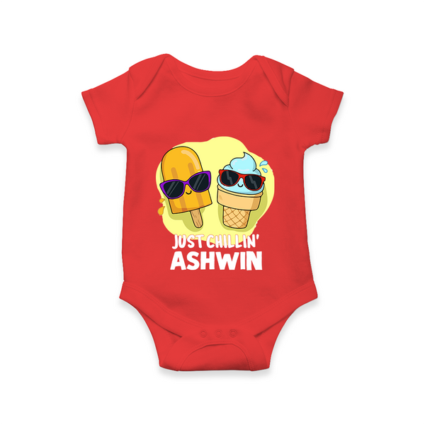 Just Chillin' Ice Cream Baby Romper - RED - New Born (Chest 14")