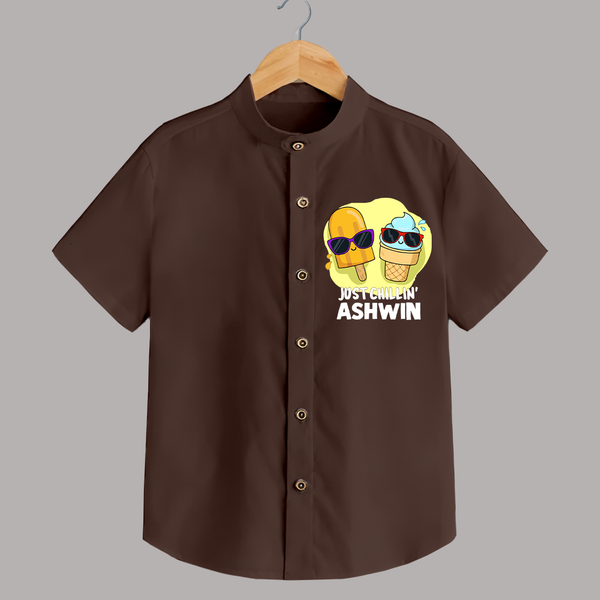 Just Chillin' Ice Cream Shirt - CHOCOLATE BROWN - 0 - 6 Months Old (Chest 23")