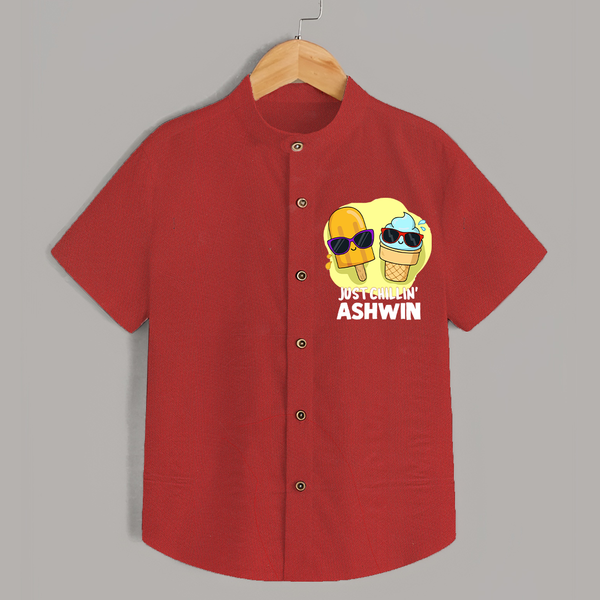 Just Chillin' Ice Cream Shirt - RED - 0 - 6 Months Old (Chest 23")
