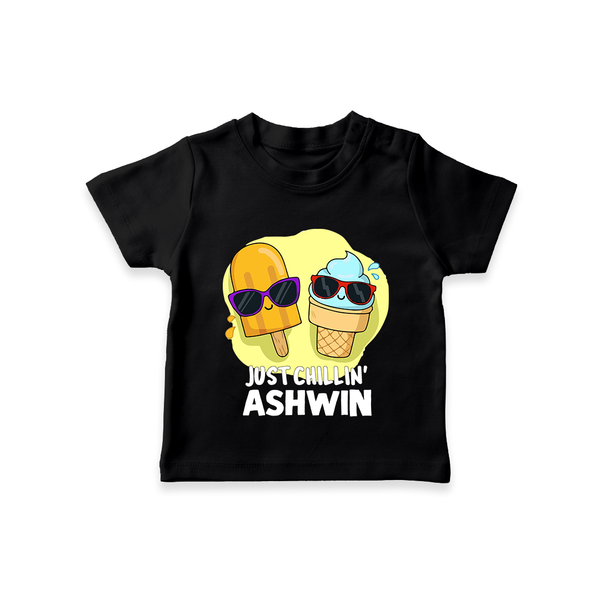 Just Chillin' Ice Cream Tshirt - BLACK - 0-5 Months Old (Chest 17")