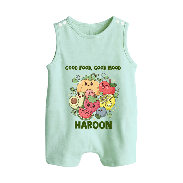 Good Food Good Mood Button Romper - MINT GREEN - New Born (Chest 18")