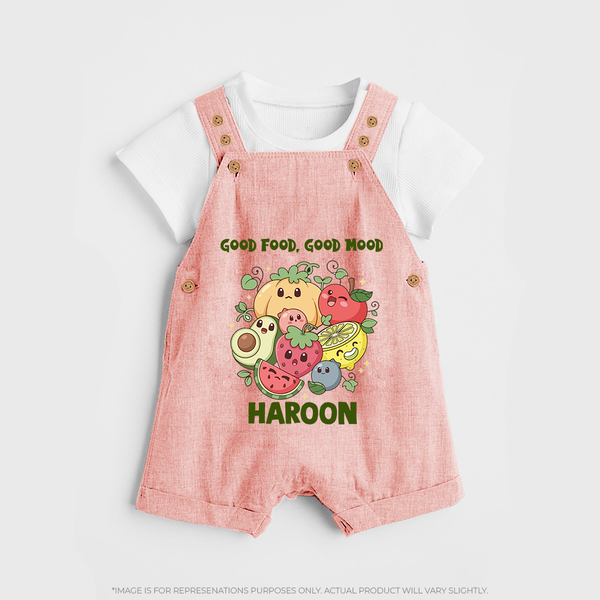 Good Food Good Mood Dungaree - PEACH - 0 - 5 Months Old (Chest 18")