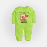 Good Food Good Mood Full body suit - LIME GREEN - New Born (Chest 7.5")