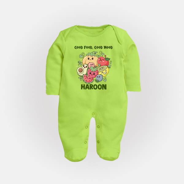 Good Food Good Mood Full body suit - LIME GREEN - New Born (Chest 7.5")