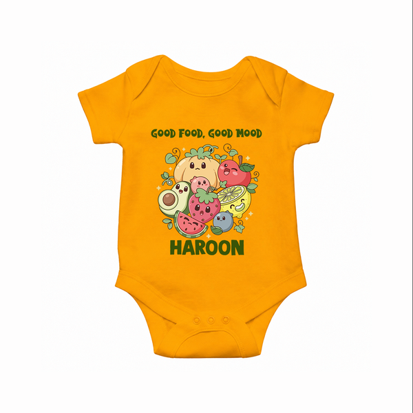 Good Food Good Mood Baby Romper - CHROME YELLOW - New Born (Chest 14")