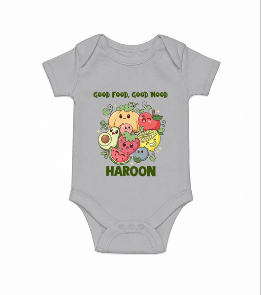 Good Food Good Mood Baby Romper - GREY - New Born (Chest 14")