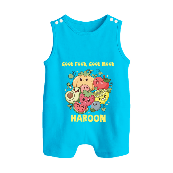 Good Food Good Mood Button Romper - SKY BLUE - New Born (Chest 18")