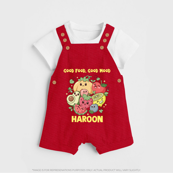 Good Food Good Mood Dungaree - RED - 0 - 5 Months Old (Chest 18")