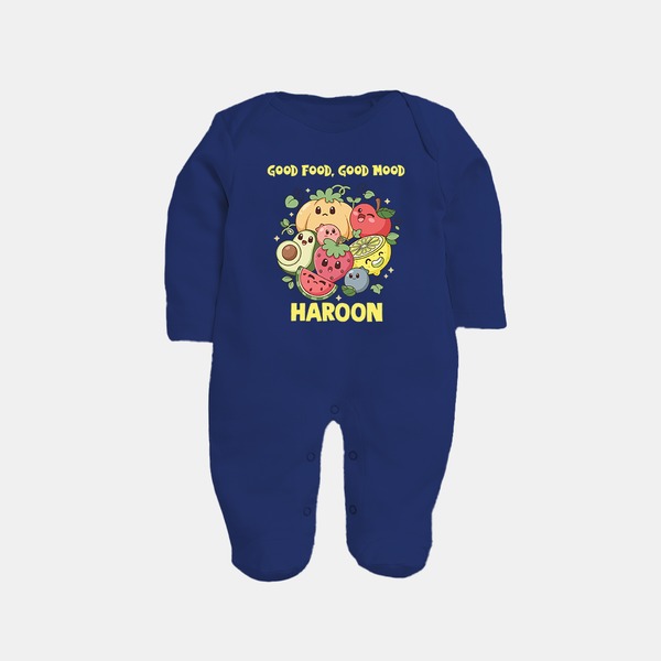Good Food Good Mood Full body suit - NAVY BLUE - New Born (Chest 7.5")