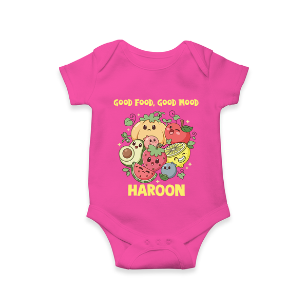 Good Food Good Mood Baby Romper - HOT PINK - New Born (Chest 14")