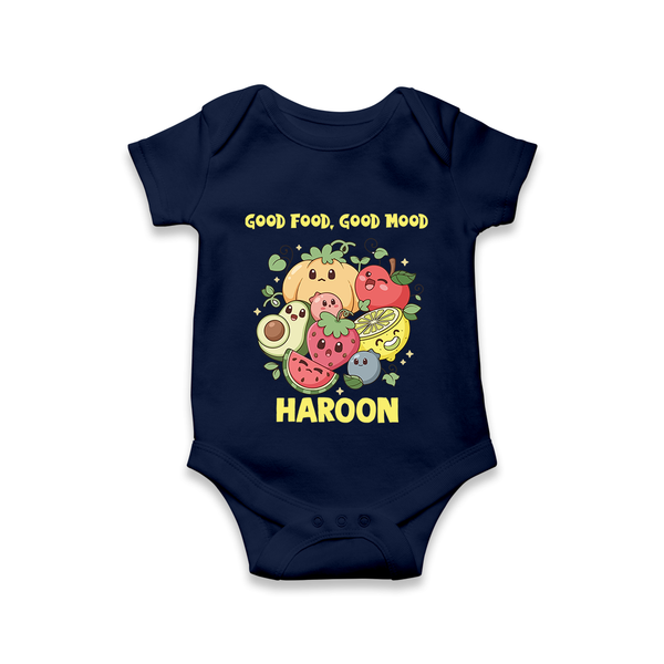 Good Food Good Mood Baby Romper - NAVY BLUE - New Born (Chest 14")