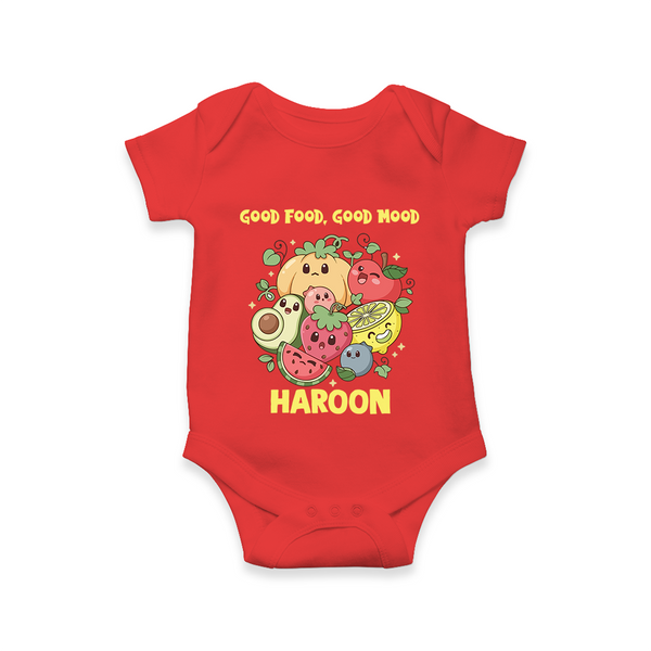Good Food Good Mood Baby Romper - RED - New Born (Chest 14")