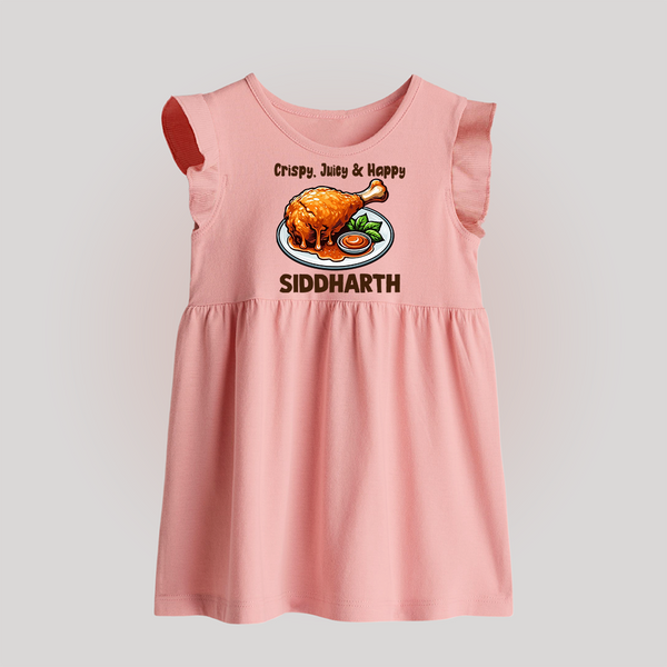 Crispy Juicy Chicken Baby Frock - BABY PINK - 0 - 3 Months Old (Chest 17")